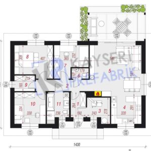 100 mt2 Butik Prefabrik Villa 5 bt6 100m2 prefabrik butik villa plan
