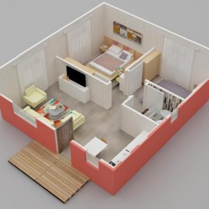 45mt2 prefabrik ev plan2