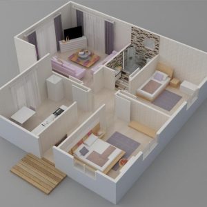 77 mt2 prefabrik ev plan2