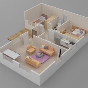 93mt2 prefabrik ev plan1