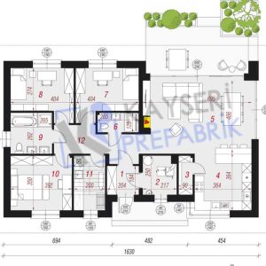 bt12 120 prefabrik villa plan